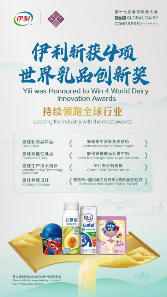 伊利斩获四项世界乳品创新奖，全方位展现创新实力，再度领跑全球行业